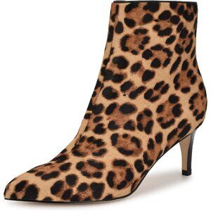⚡Nine West Women Leopard 12 Fur Pointy Toe Ankle Side Zipper stiletto heel Boot